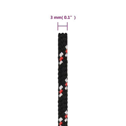 vidaXL Corde de bateau Noir 3 mm 25 m Polypropylène