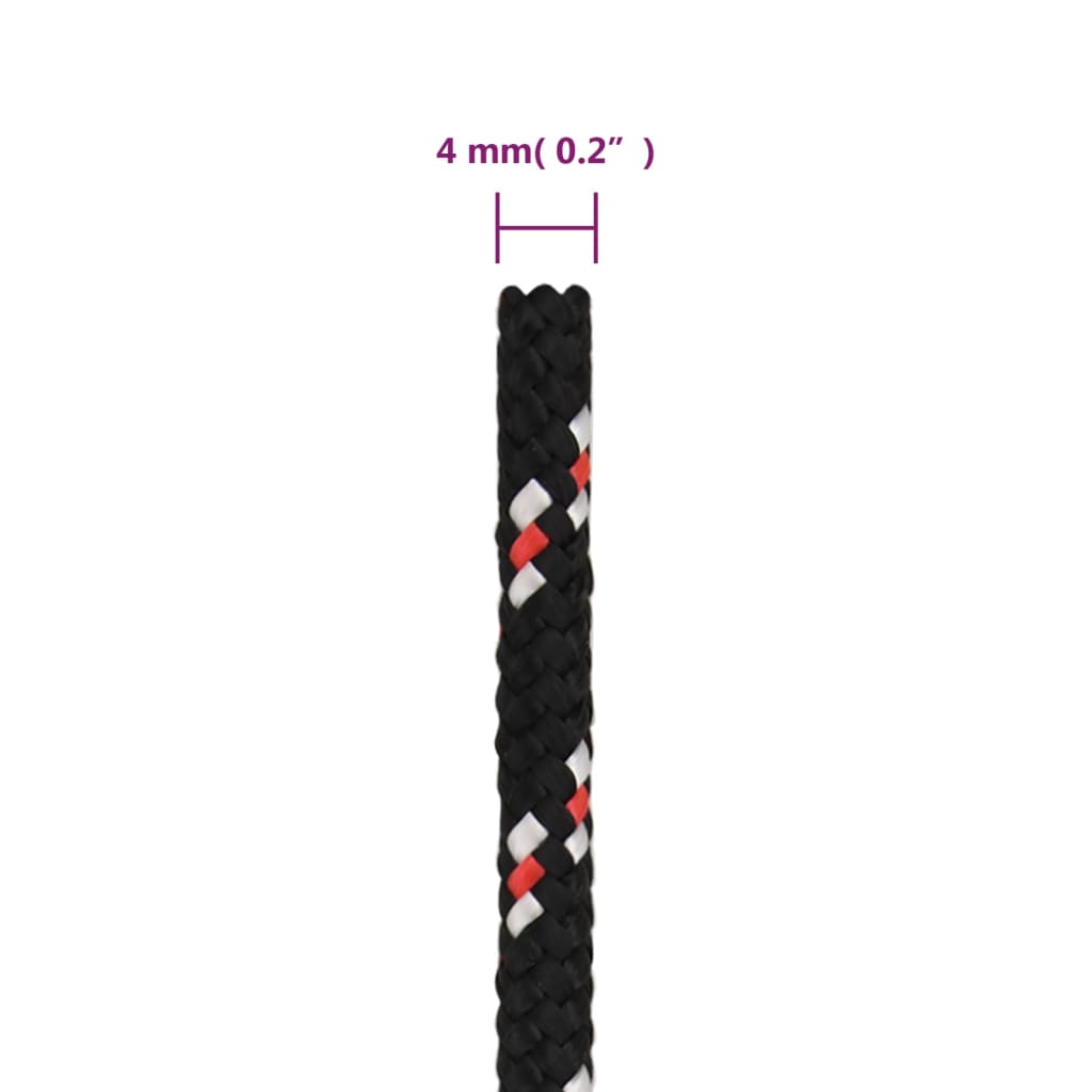 vidaXL Corde de bateau Noir 4 mm 250 m Polypropylène