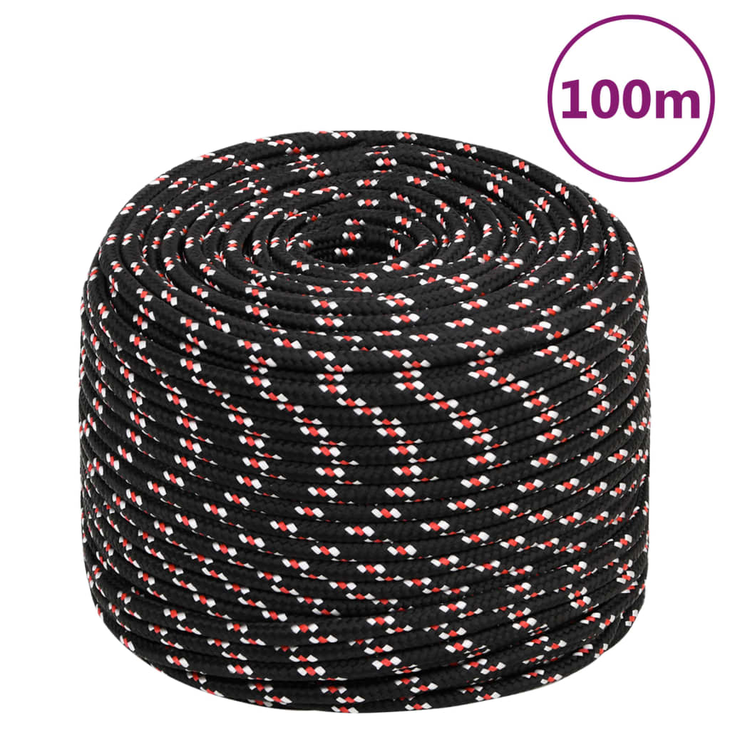 vidaXL Corde de bateau Noir 10 mm 100 m Polypropylène
