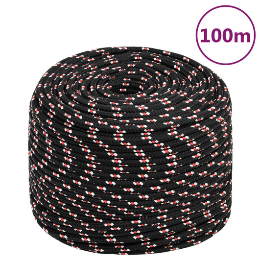 vidaXL Corde de bateau Noir 10 mm 100 m Polypropylène