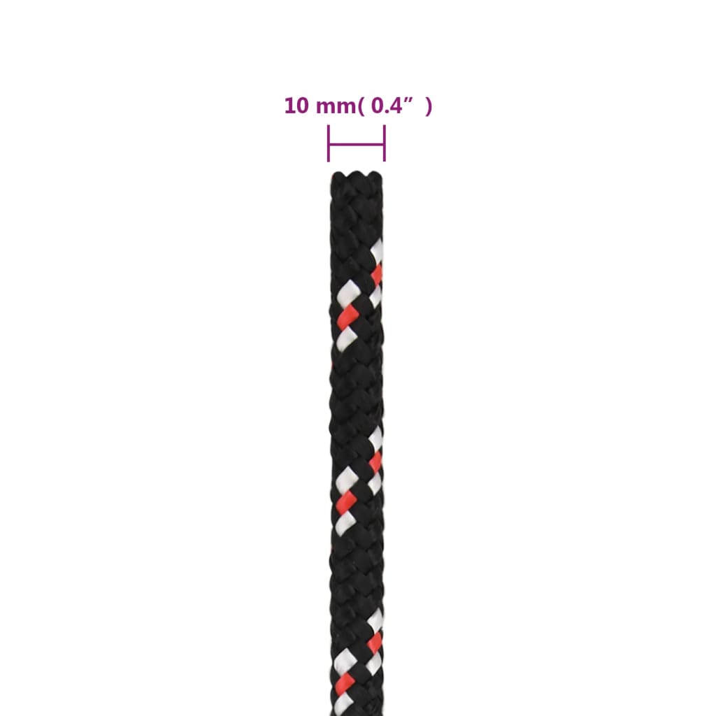 vidaXL Corde de bateau Noir 10 mm 100 m Polypropylène