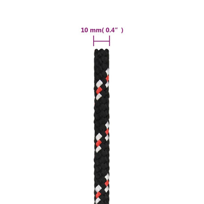 vidaXL Corde de bateau Noir 10 mm 100 m Polypropylène