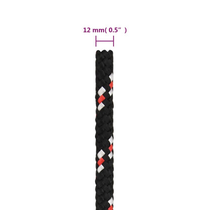 vidaXL Corde de bateau Noir 12 mm 25 m Polypropylène