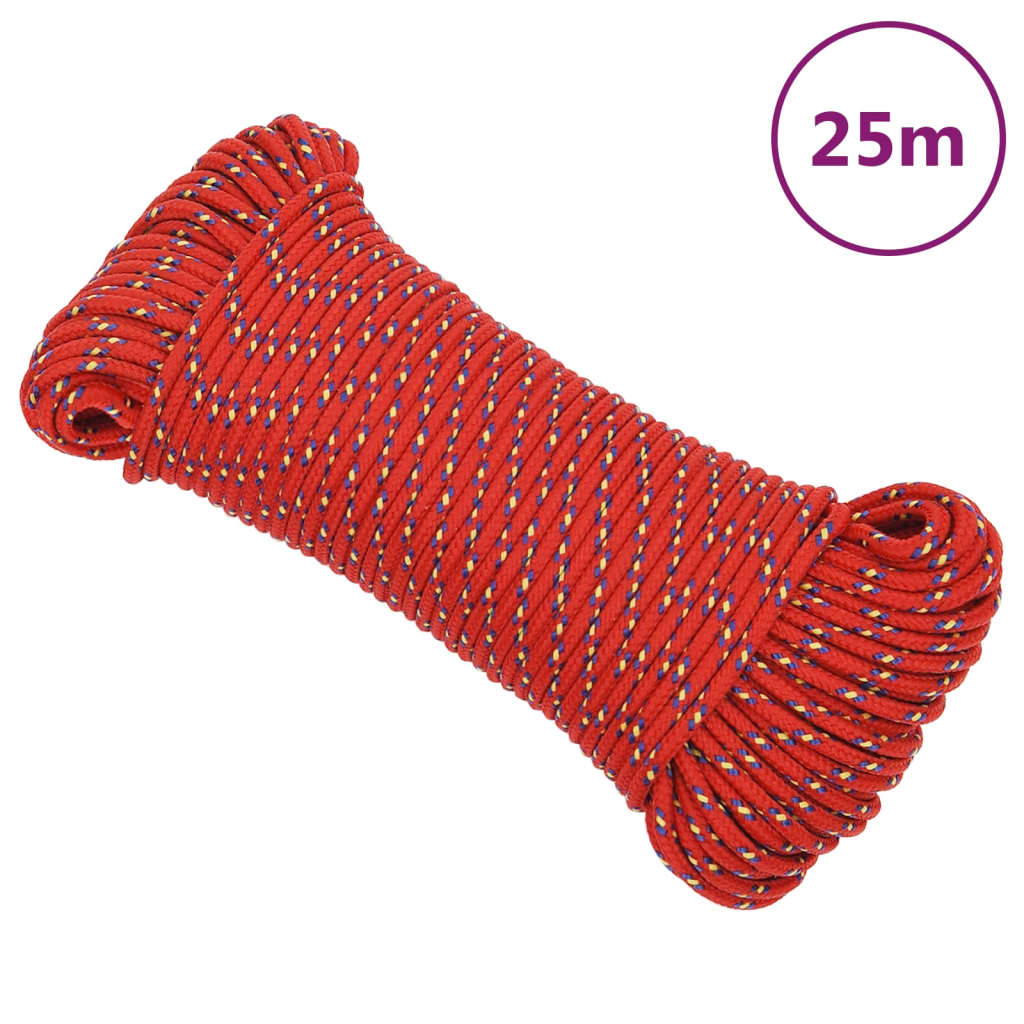 vidaXL Corde de bateau Rouge 4 mm 25 m Polypropylène