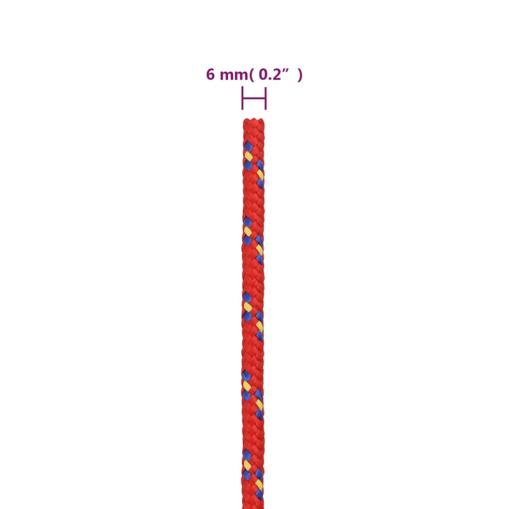 vidaXL Corde de bateau Rouge 6 mm 25 m Polypropylène