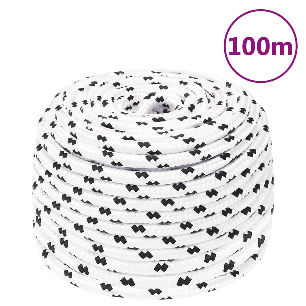 vidaXL Corde de bateau tressé Blanc 8 mmx100 m Polyester