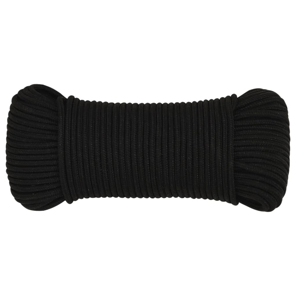 vidaXL Corde de travail Noir 3 mm 50 m Polyester