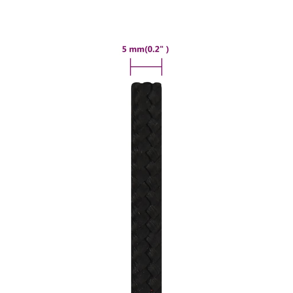 vidaXL Corde de travail Noir 5 mm 25 m Polyester