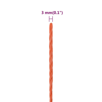 vidaXL Corde de travail Orange 3 mm 100 m Polypropylène
