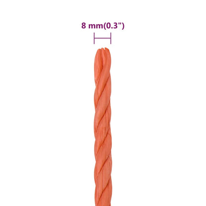 vidaXL Corde de travail Orange 8 mm 50 m Polypropylène