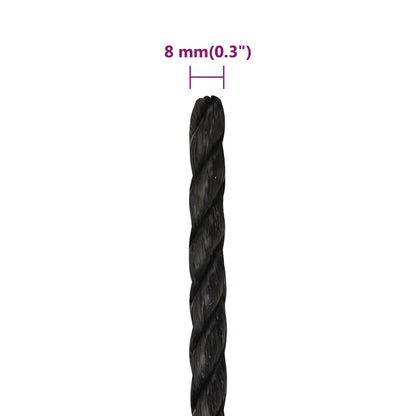 vidaXL Corde de travail Noir 8 mm 25 m polypropylène