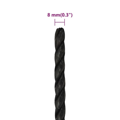 vidaXL Corde de travail Noir 8 mm 250 m polypropylène