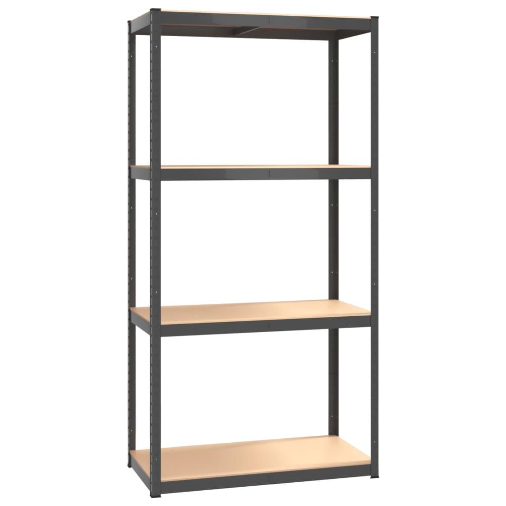 vidaXL Étagère de rangement 4 niveaux Anthracite Acier bois ingénierie