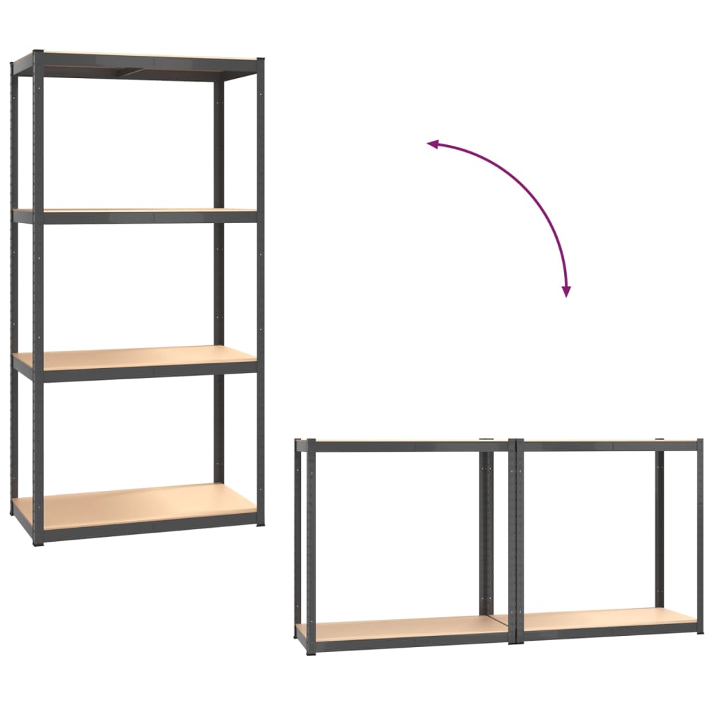 vidaXL Étagère de rangement 4 niveaux Anthracite Acier bois ingénierie