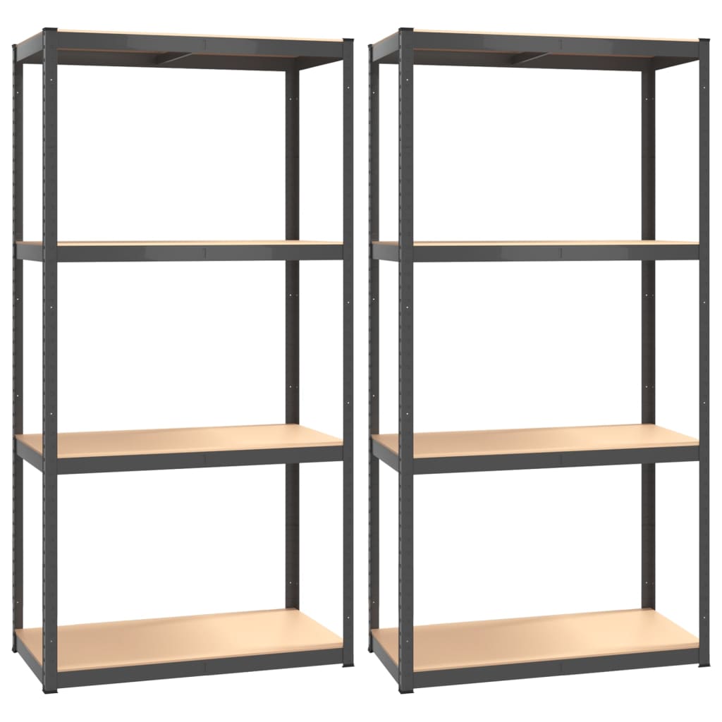vidaXL Étagères à 4 niveaux 2pcs Anthracite Acier et bois d'ingénierie