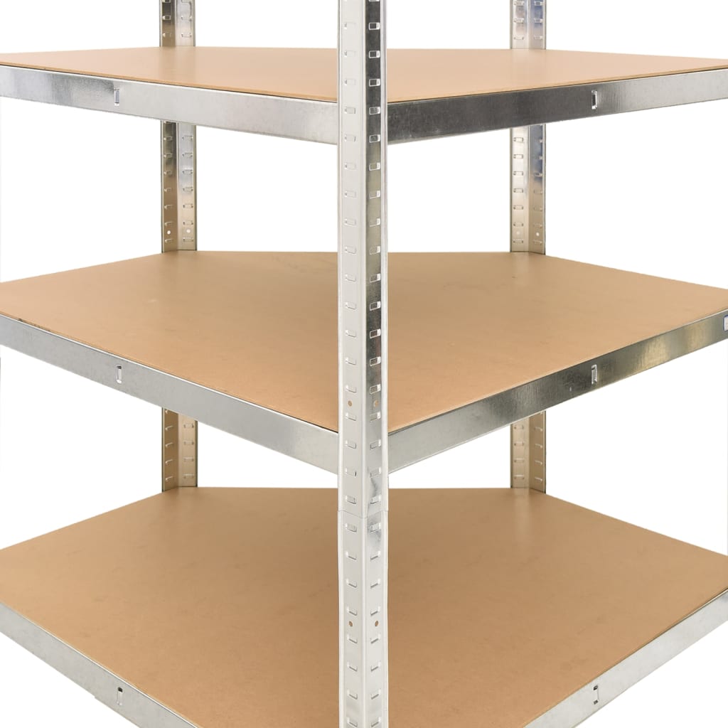 vidaXL Étagère d'angle à 4 niveaux Argenté Acier et bois d'ingénierie