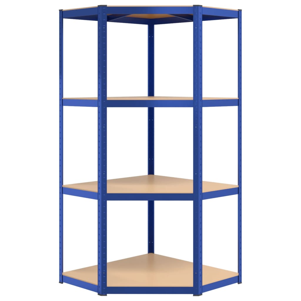 vidaXL Étagère d'angle à 4 niveaux Bleu Acier et bois d'ingénierie