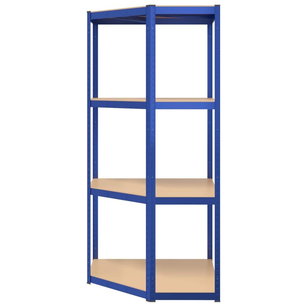 vidaXL Étagère d'angle à 4 niveaux Bleu Acier et bois d'ingénierie