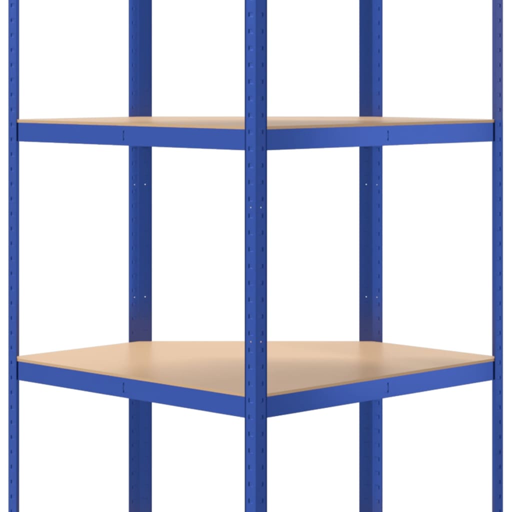 vidaXL Étagère d'angle à 4 niveaux Bleu Acier et bois d'ingénierie