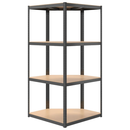 vidaXL Étagère d'angle à 4 niveaux Anthracite Acier bois d'ingénierie