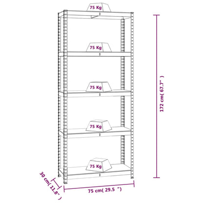 vidaXL Étagère de rangement 5 niveaux Anthracite Acier bois ingénierie