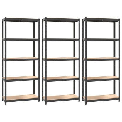 vidaXL Étagères à 5 niveaux 3pcs Anthracite Acier et bois d'ingénierie