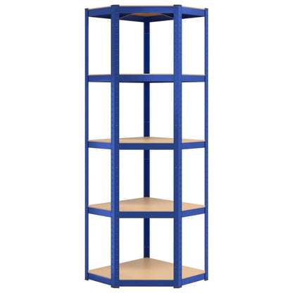 vidaXL Étagère d'angle à 5 niveaux Bleu Acier et bois d'ingénierie