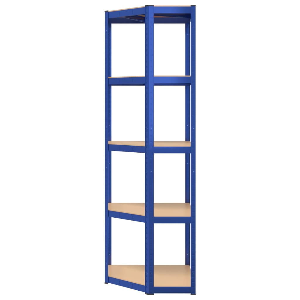 vidaXL Étagère d'angle à 5 niveaux Bleu Acier et bois d'ingénierie