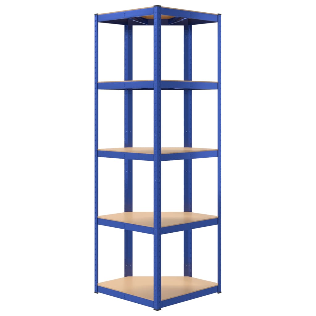 vidaXL Étagère d'angle à 5 niveaux Bleu Acier et bois d'ingénierie