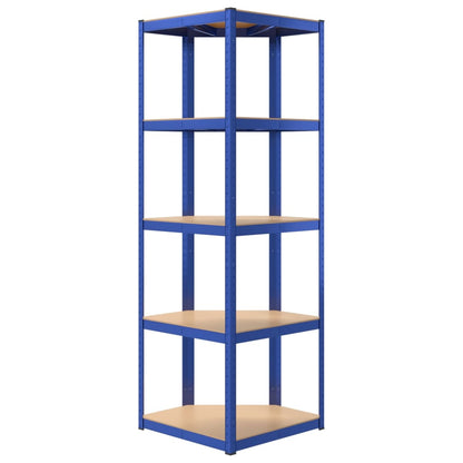 vidaXL Étagère d'angle à 5 niveaux Bleu Acier et bois d'ingénierie