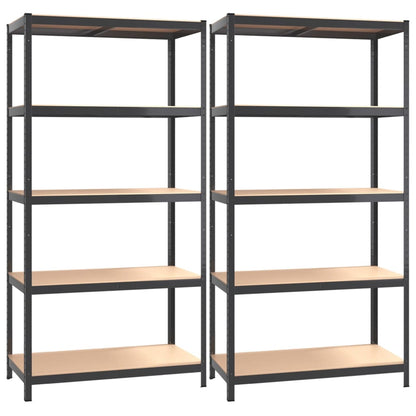 vidaXL Étagères à 5 niveaux 2pcs Anthracite Acier et bois d'ingénierie