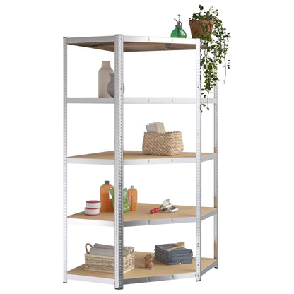 vidaXL Étagère d'angle 5 niveaux Argenté Acier et bois d'ingénierie