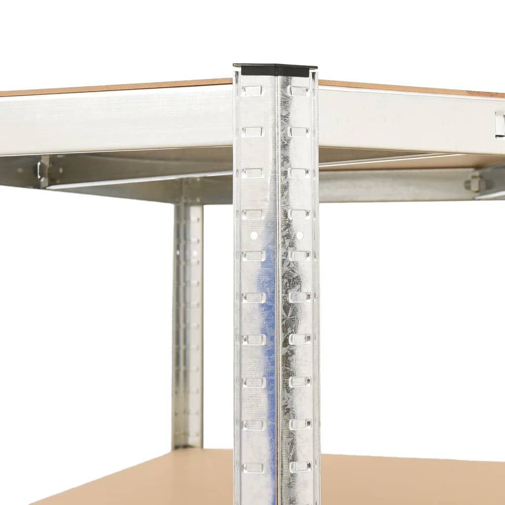 vidaXL Étagère d'angle 5 niveaux Argenté Acier et bois d'ingénierie