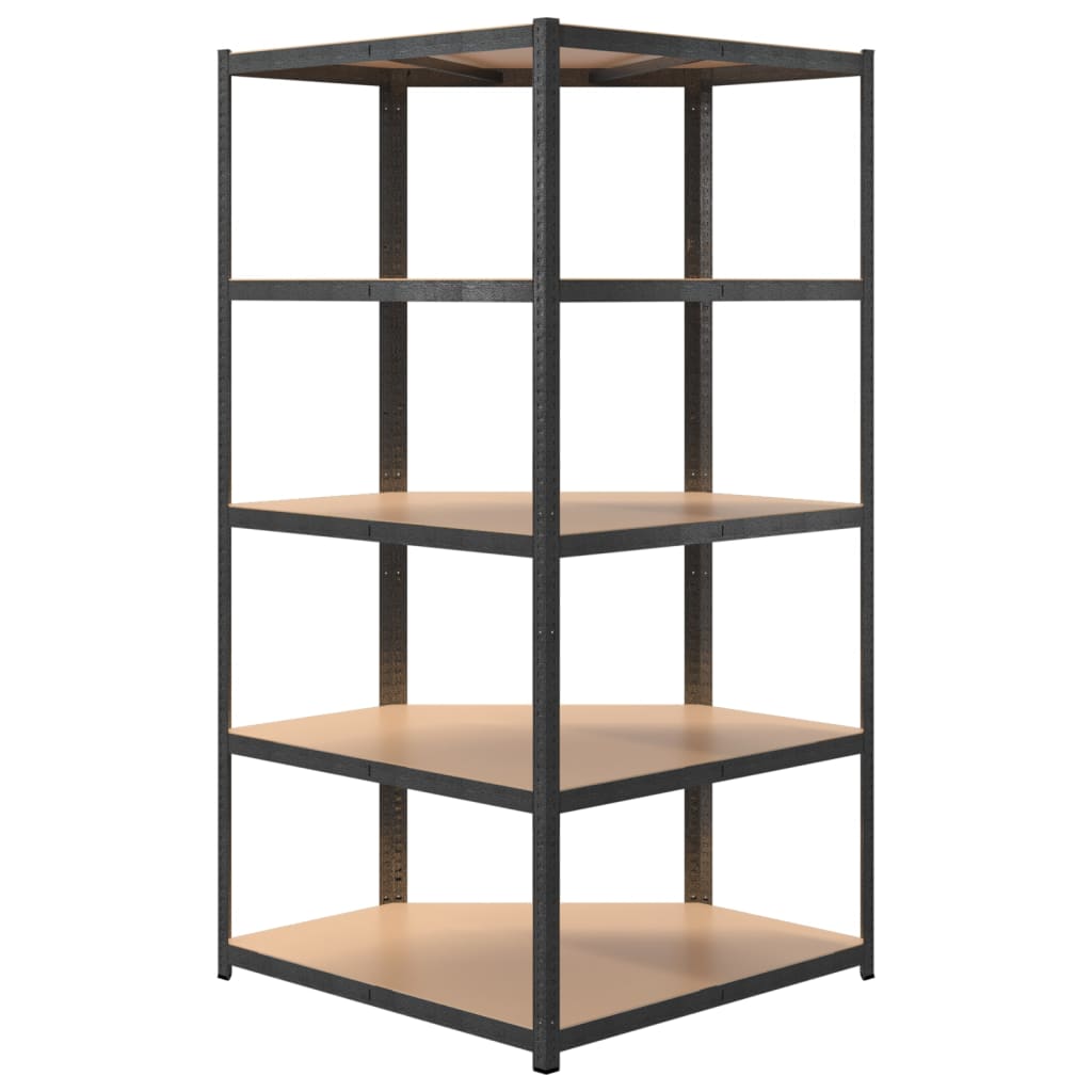 vidaXL Étagère d'angle 5 niveaux Gris Acier et bois d'ingénierie
