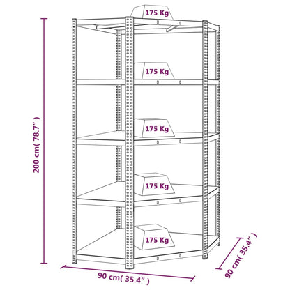 vidaXL Étagère d'angle à 5 niveaux Bleu Acier et bois d'ingénierie