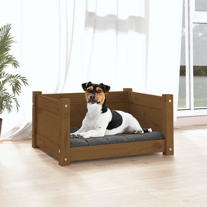 vidaXL Lit pour chien Marron miel 55,5x45,5x28 cm Bois massif de pin