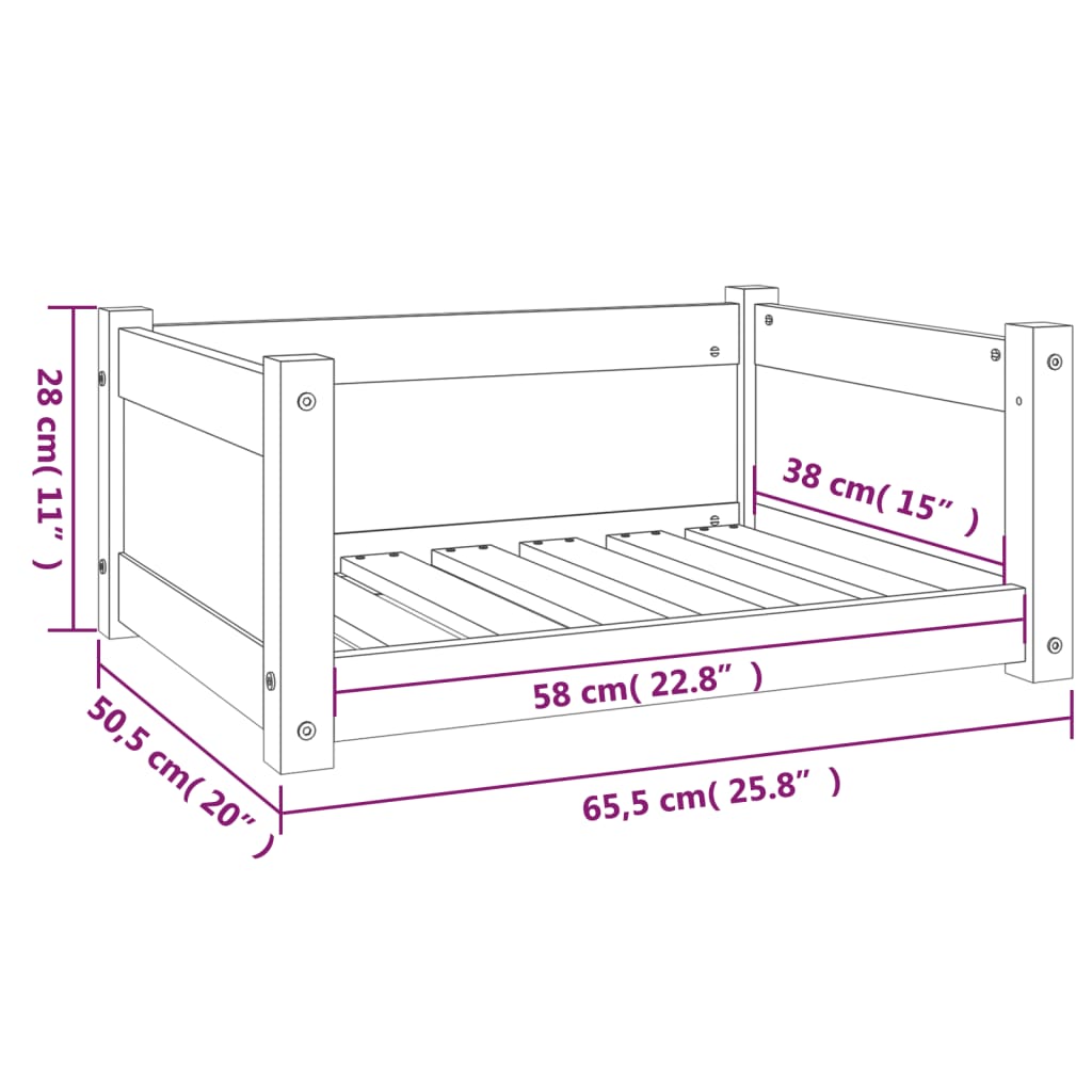 vidaXL Lit pour chien Marron miel 65,5x50,5x28 cm Bois de pin solide