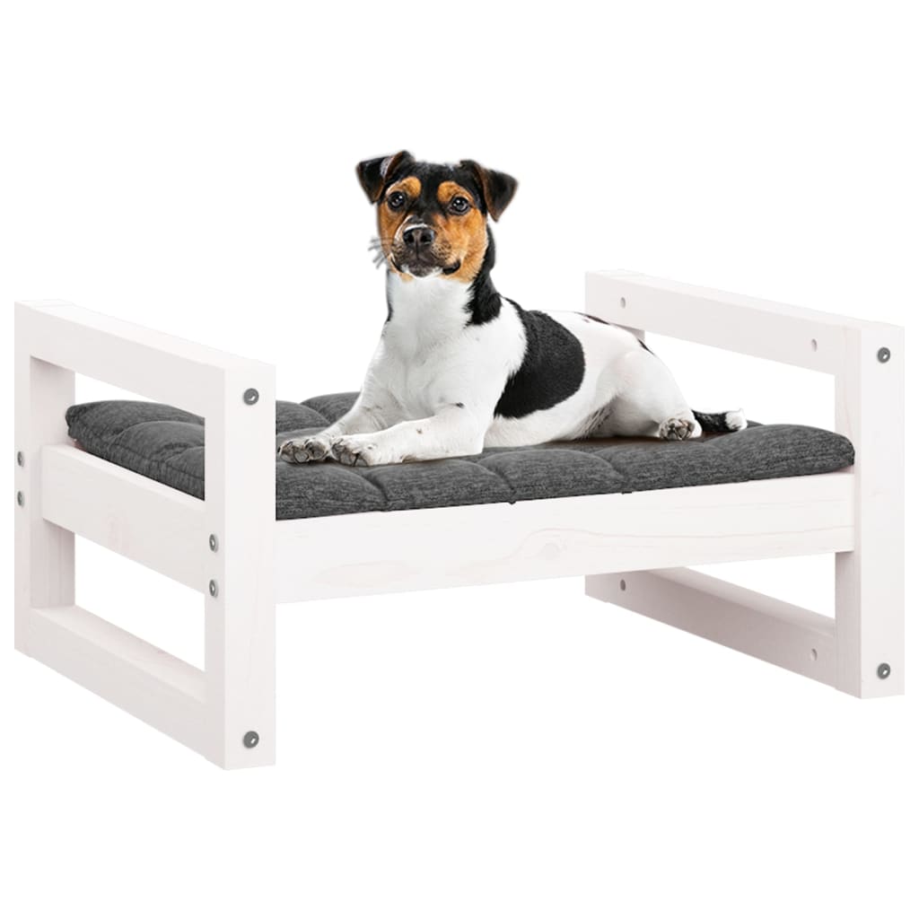 vidaXL Lit pour chien Blanc 55,5x45,5x28 cm Bois de pin solide