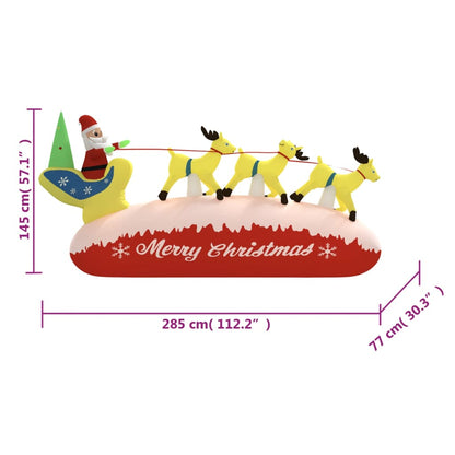 vidaXL Décoration gonflable de Père Noël et renne à LED 145 cm