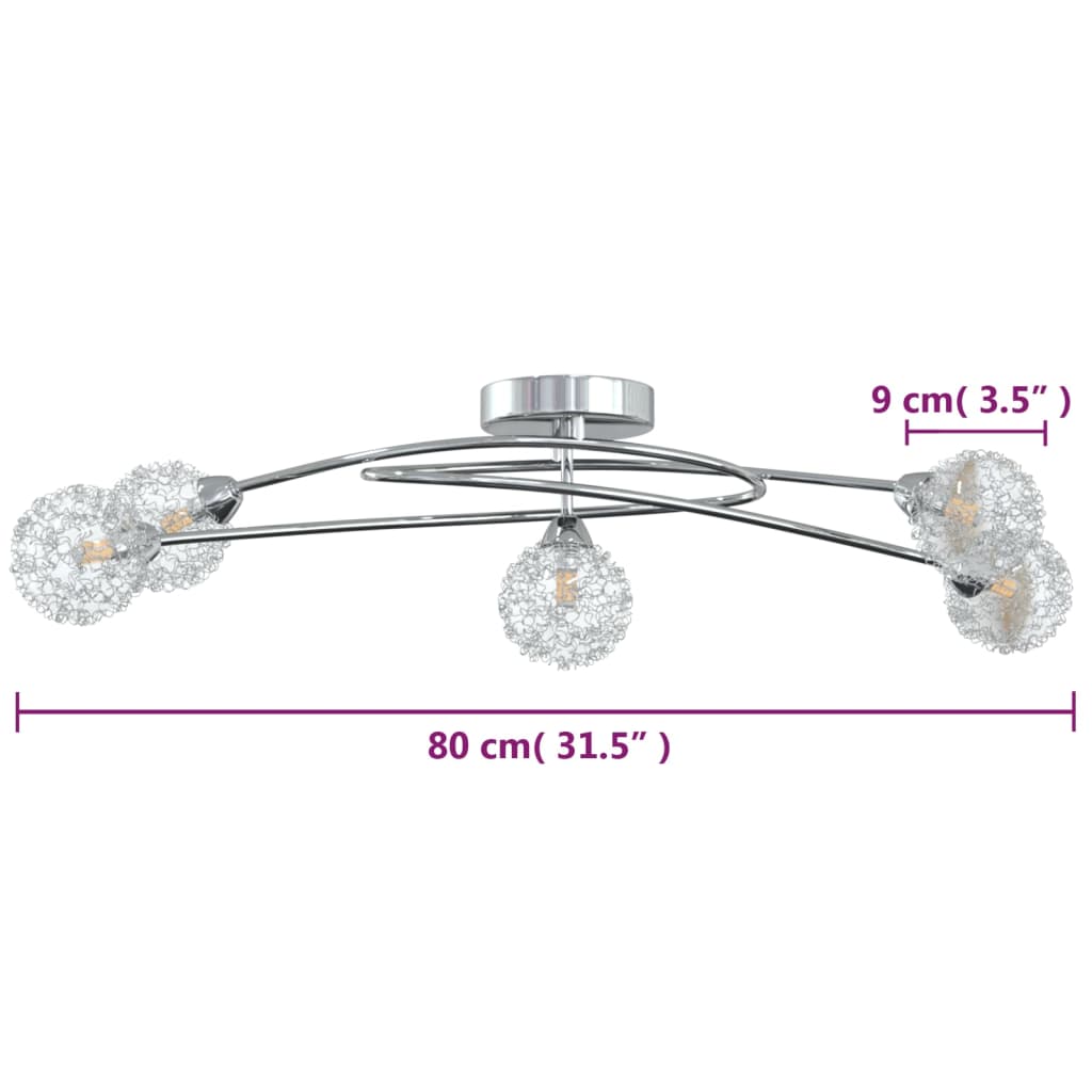 vidaXL Plafonnier avec abat-jour en maille métallique pour 5 LED G9