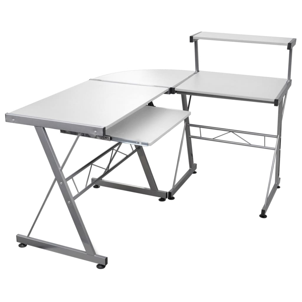 vidaXL Bureau d'ordinateur d'angle Blanc 132x112x99 cm Bois ingénierie