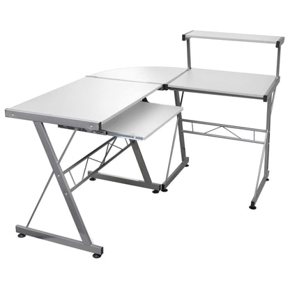 vidaXL Bureau d'ordinateur d'angle Blanc 132x112x99 cm Bois ingénierie