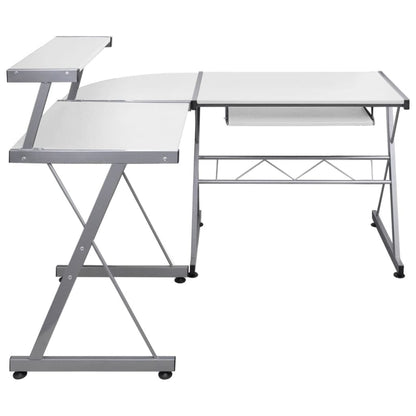 vidaXL Bureau d'ordinateur d'angle Blanc 132x112x99 cm Bois ingénierie