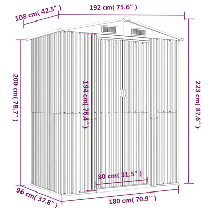 vidaXL Abri de jardin Anthracite 192x108x223 cm Acier galvanisé