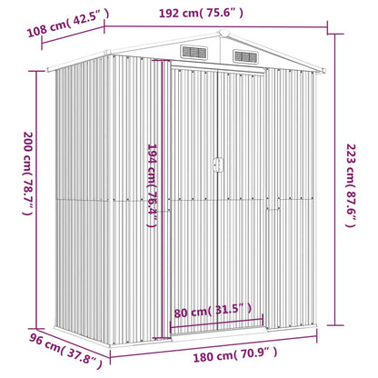 vidaXL Abri de jardin Marron clair 192x108x223 cm Acier galvanisé