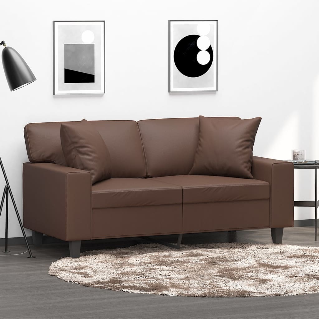 vidaXL Coussins décoratifs 2 pcs Marron 40x40 cm Similicuir