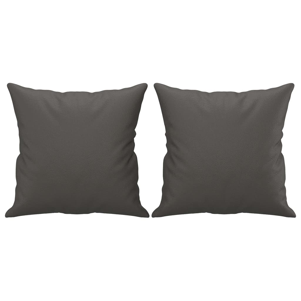 vidaXL Coussins décoratifs 2 pcs Gris 40x40 cm Similicuir