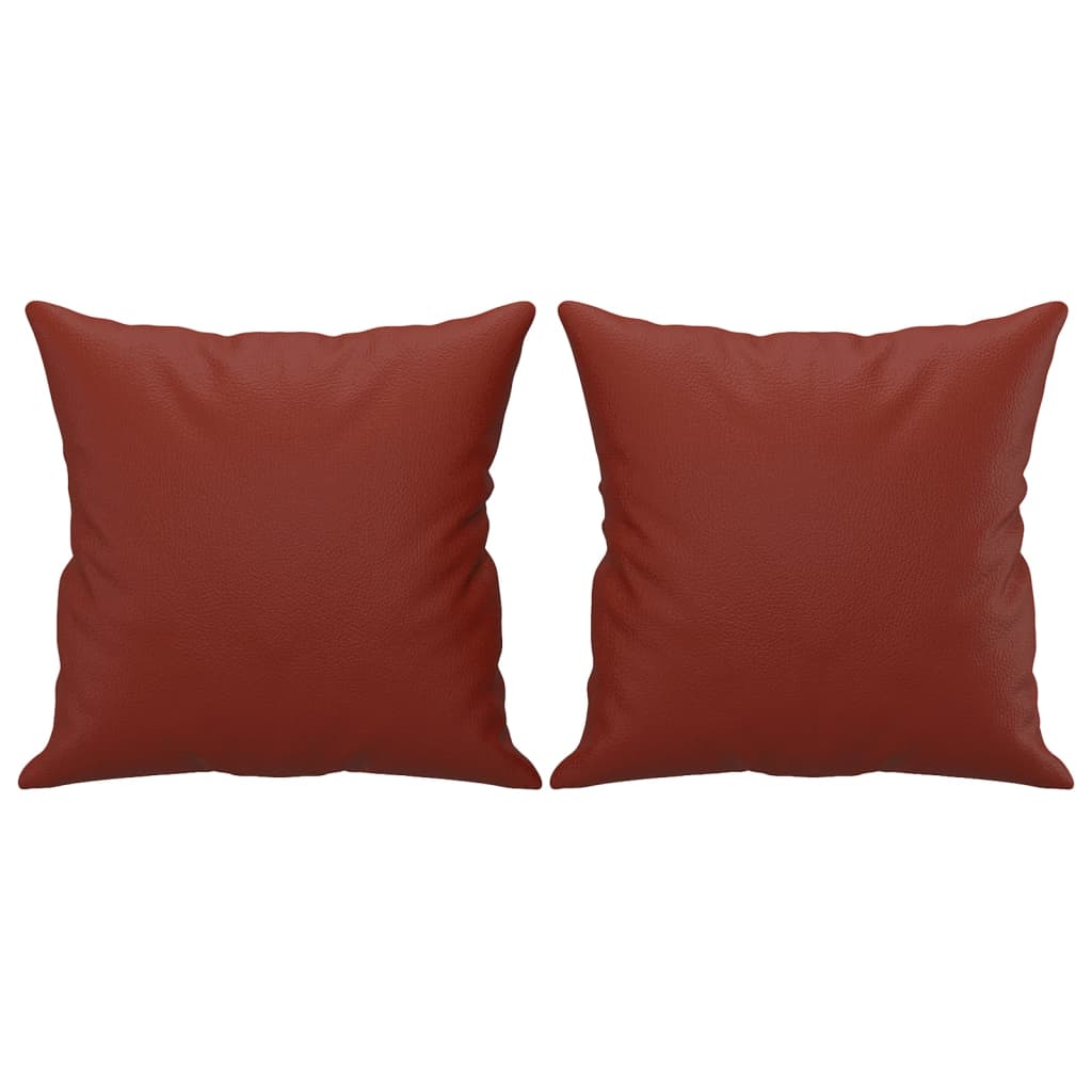 vidaXL Coussins décoratifs 2 pcs Rouge bordeaux 40x40 cm Similicuir