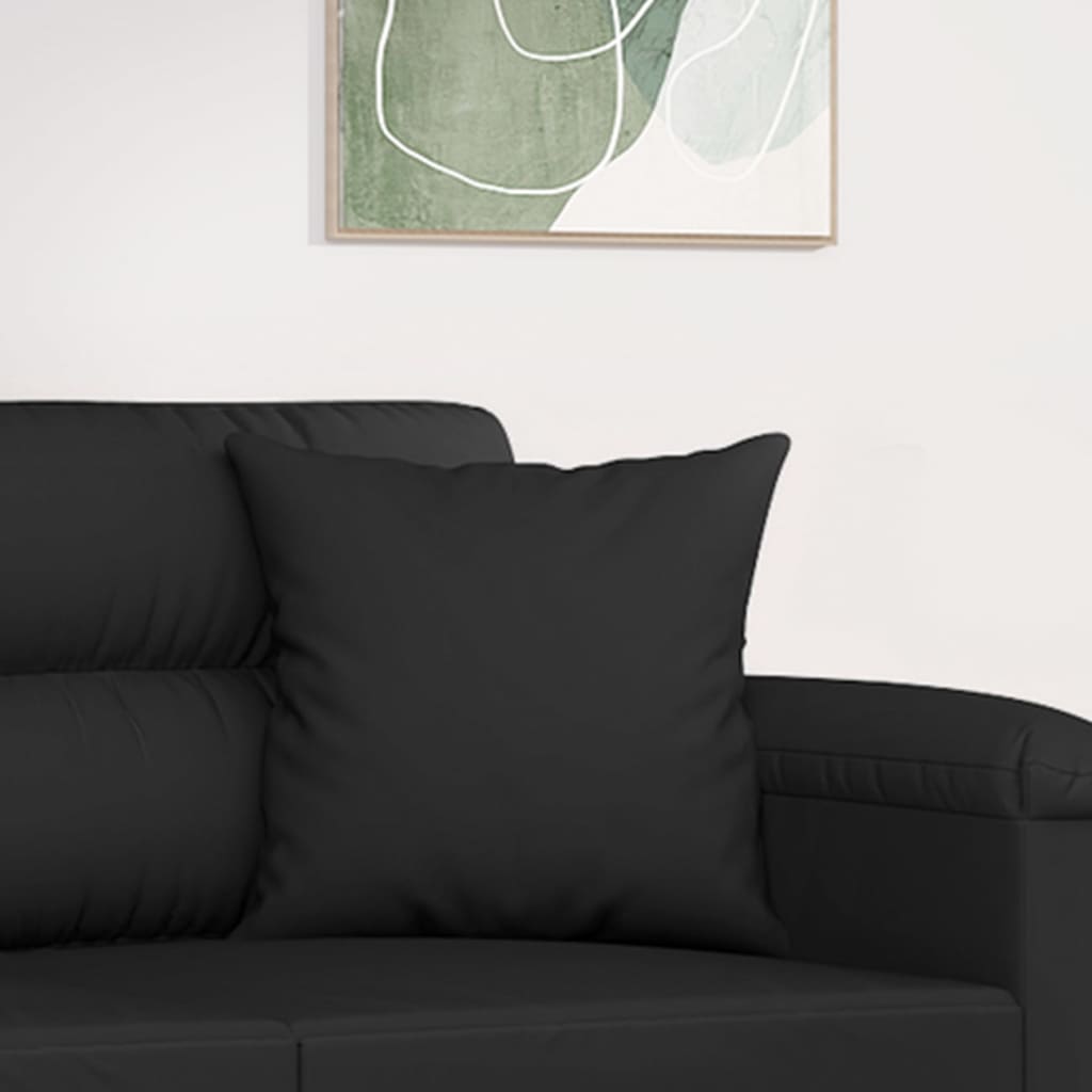 vidaXL Coussins décoratifs 2 pcs Noir 40x40 cm Tissu microfibre