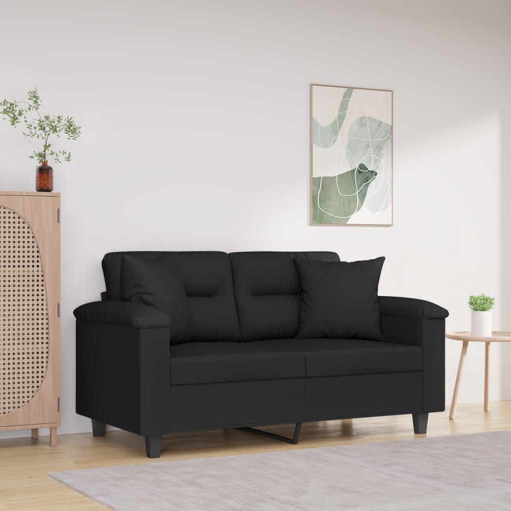 vidaXL Coussins décoratifs 2 pcs Noir 40x40 cm Tissu microfibre